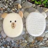 2-Pack Bears Loofahs: Clean Skin Sponge Pads | Fuzzy Wuzzy Soft Terry Towel and Loofa Exfoliate | Cute for Kids & Adults | Shower, Bath & Play | 4x6x2 Inch