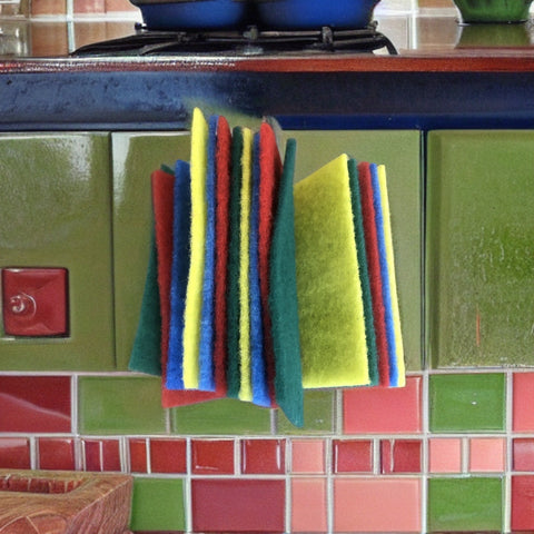 16 Multicolor Scouring Pads for Scrubbing - Versatile Kitchen and Household Cleaning Scrubbers - Test-Safe, Reusable, Multipurpose