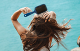 Shiny Paddle Hair Brush for Wet and Dry Hair Brushing | Luxurious Detangling, Scalp Massage | Black Bristle Cushion | Nice Turquoise Blue Chic | 9 x 4 inches